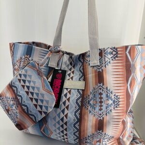 Rock and Roll Jeans Aztec Print Tote Bag w/ Matching Pouch/Wristlet